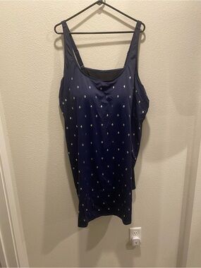 Swimsuits for All size 28  Navy blue w/ silver studs skirted swimsuit NEVER WORN